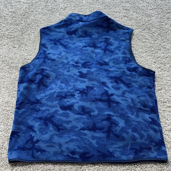 Peter Millar Mens Large Golf Vest Crown Micro Shearling Fleece Camo Print Blue - Picture 5 of 11